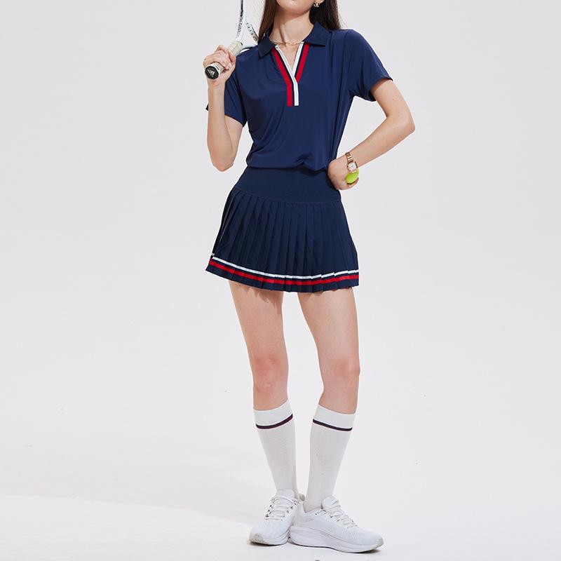 Damen Quick-Dry Tennis & Golf V-Ausschnitt Kleid mit Taschen - Anti-Exposure Fitness Rock Set