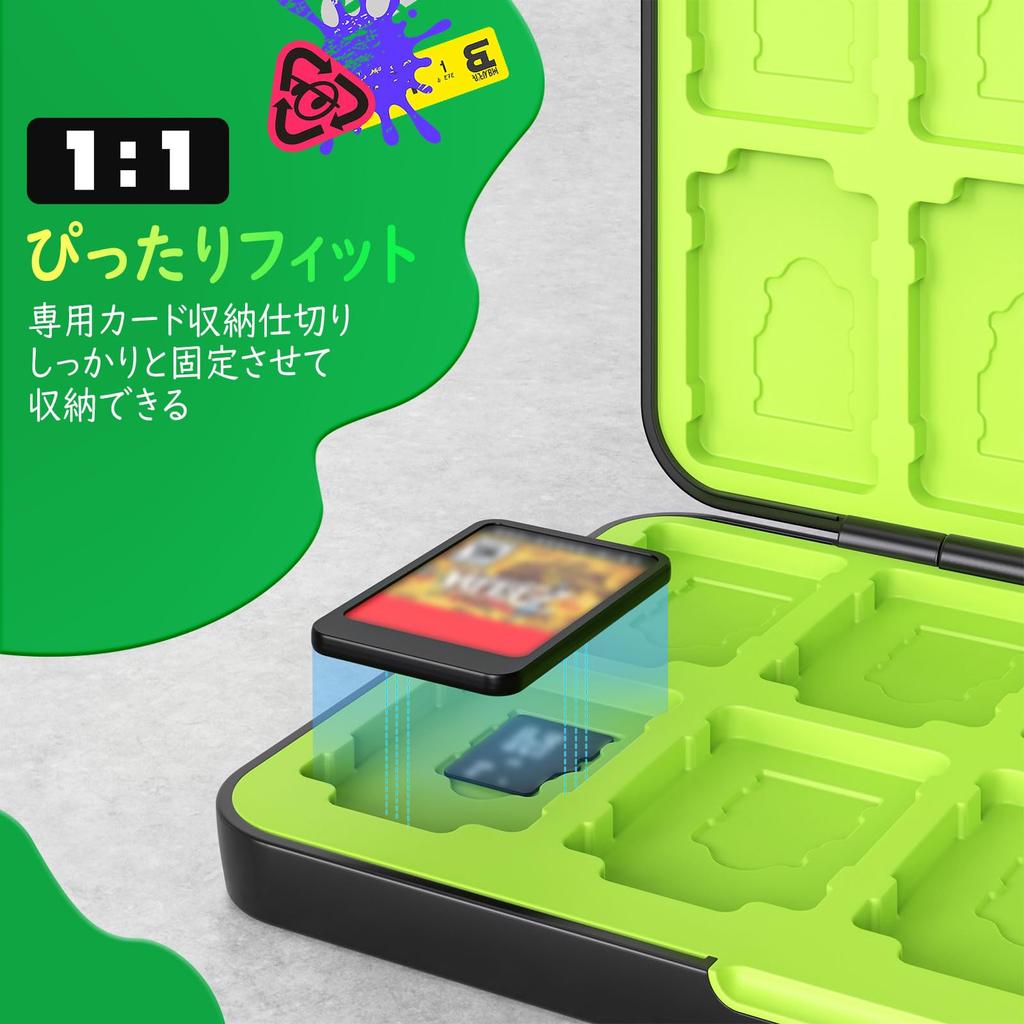 ATiC Soft Case for Switch OLED Card Storage Holds 24 Switch Games and 24 Micro SD Cards Game Card Storage Easy to Splatoon 3 Yellow Green