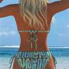 The New European and American Split Printing Splicing Neck Women's Split Swimsuit Bikini Suit Is Sexy