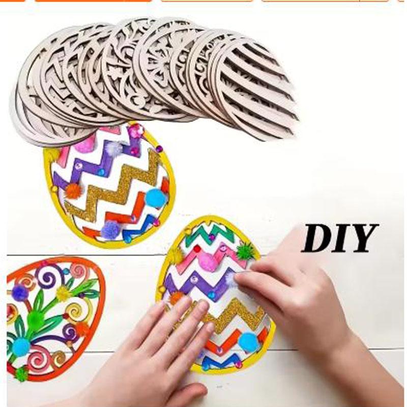 ערכת יצירה לחג הפסחא מביצי עץ, קישוטים תלויים תלת-ממדיים לצביעה, חרוזים, מדבקות. מושלם ליצירה משפחתית וליצירה בחגים.