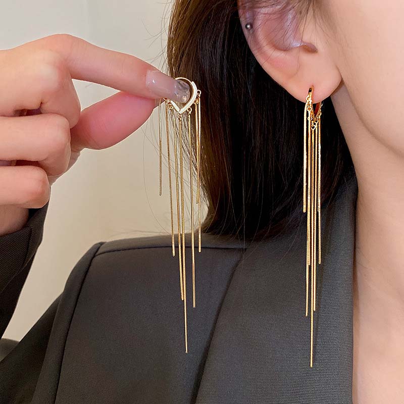 Pendientes Largos con Cadena y Borla de Plata 925 Moda Coreana para Mujer Pendiente Metálico Joyería Pendientes Colgantes de Mujer de Moda