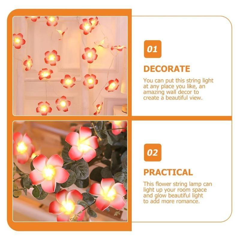 Foam Plumeria Flower String Lights Battery Powered Christmas Garland Fairy Lights for Christmas Home Wedding Party Decor