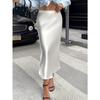 French Resort Style Elegant Hip-hugging Satin Long Skirt