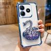 KEYSION Shockproof Plating TPU Phone Case for Remdi Note 14 4G 5G Glitter Jewelled Swan Kickstand Cover for Redmi Note 14