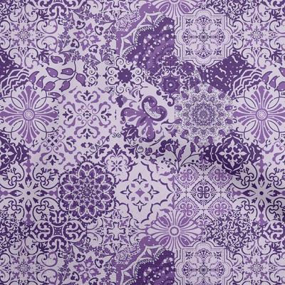 Cotton Flex Bläulich Violett Stoff Asiatische Mandala Blumenfliesen Nähen Bastelprojekte Stoffdrucke Meterware 40 Zoll