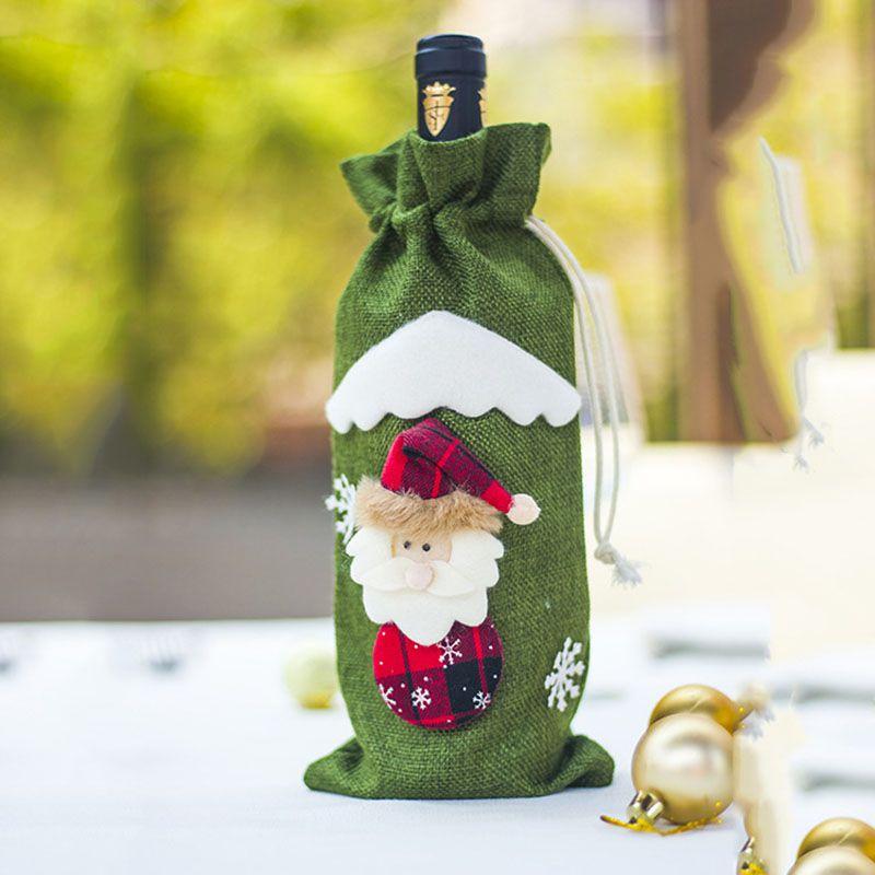 Festive Santa Wine Bottle Bag Cover For Merry Christmas Dinner Party Decor