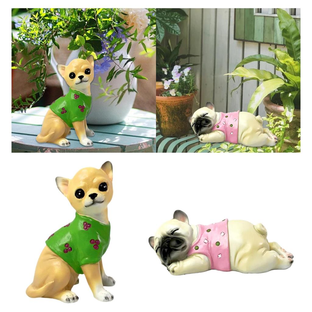 Dog Statue Animal Figurine Simulation Dog Model Resin Sculpture for Patio Lawn