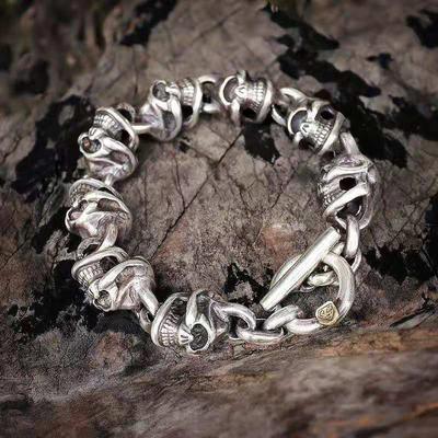 New Skull Bracelet, High Mountain Dragon Motorcycle Skull Bracelet, Golden Eye Skull Pendant