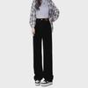 Women's Black High-Waist Wide-Leg Jeans - Floor-Length, Plush Lining, Warm, Loose Fit