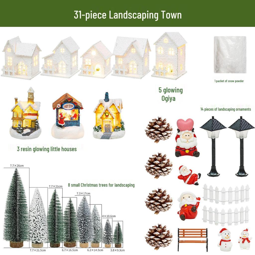 Festive Luminous Wooden House Ornament for Christmas Tree and Fireplace Decor