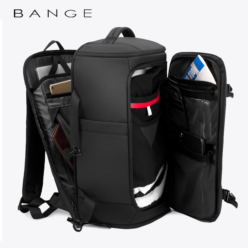 BANGE Men's High-Capacity Outdoor Travel Backpack with Shoe Compartment and Laptop Sleeve