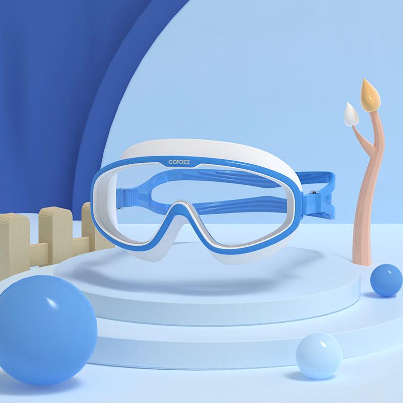 Kids Swimming Goggles Waterproof Adjustable Silicone Child Swim Glass Anti-fog UV Protection Big Frame Eyewear with Case