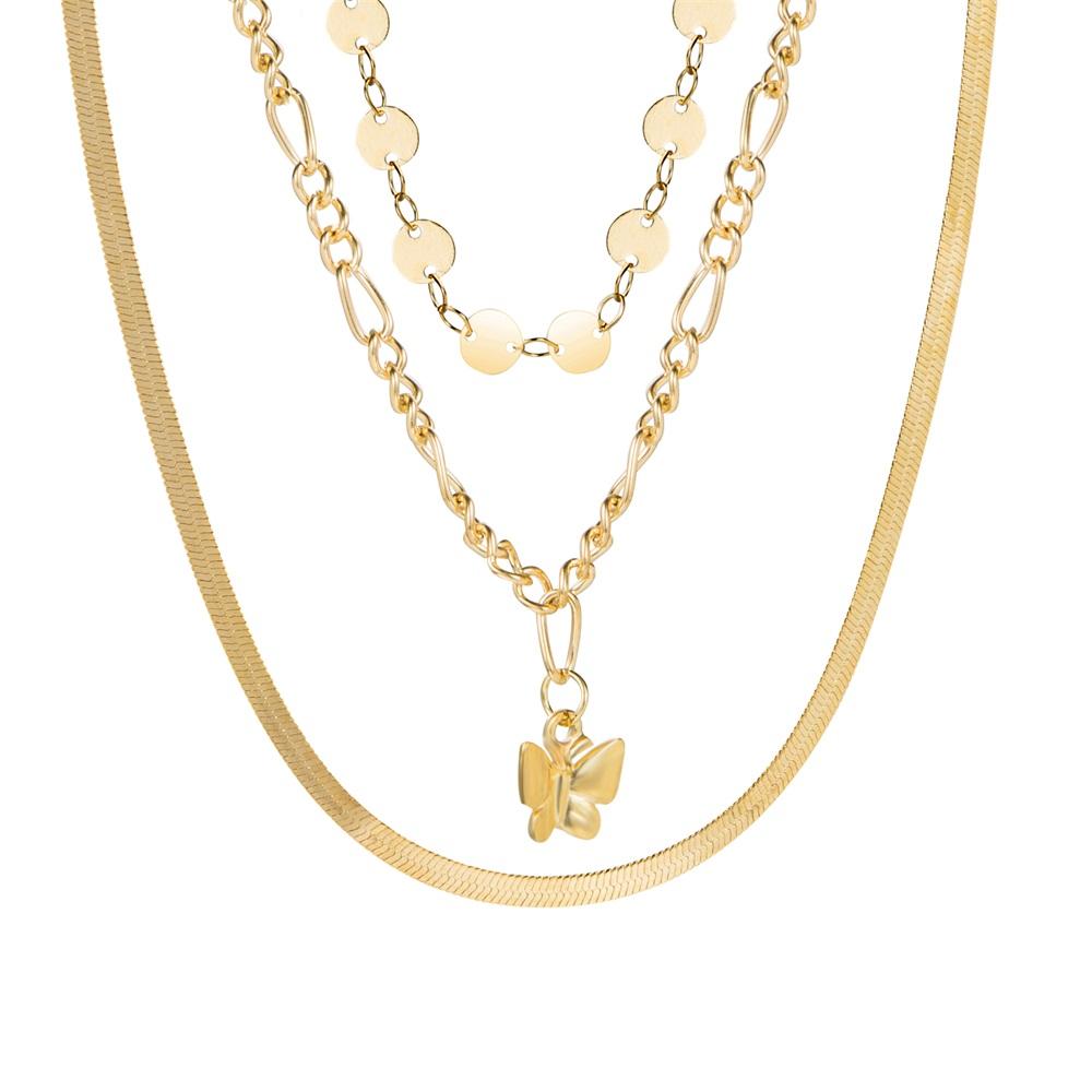 

Многослойное ожерелье с преувеличенным портретом в стиле ретро, ​​металлический диск с бабочкой, трендовое многослойное ожерелье для девочек, темпераментное ожерелье