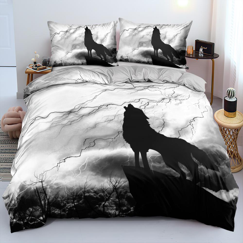 Comforter Wolf Queen Size Wolf Running In The Snow Twin Bedding Set Polyester Safari Animals Comforter For Kids Boys