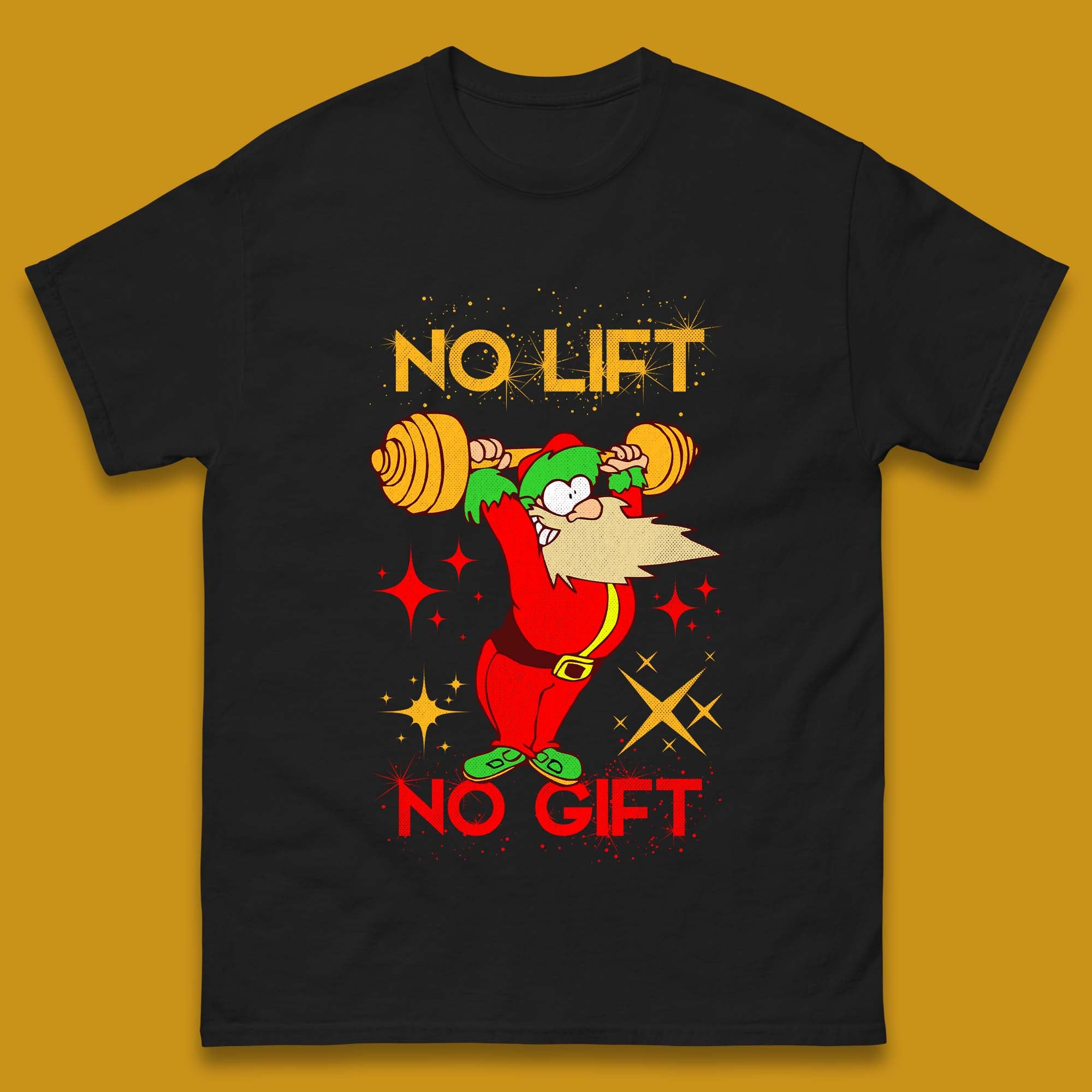 No Lift No Gift Christmas Santa Workout T-Shirt Womens Tops Tees S
