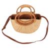 Damen Rattan Tasche Retro Mode Kleine Halbkreis Handgewebte Stroh Umhängetasche Clutch für Strand