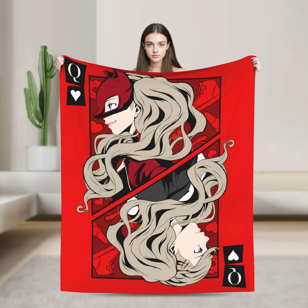 Soft Warm Blanket Picnic Animated Game P- Persona 5 Bedding Throws Flannel Bedspread For Couch Chair Aesthetic Sofa Bed Cover