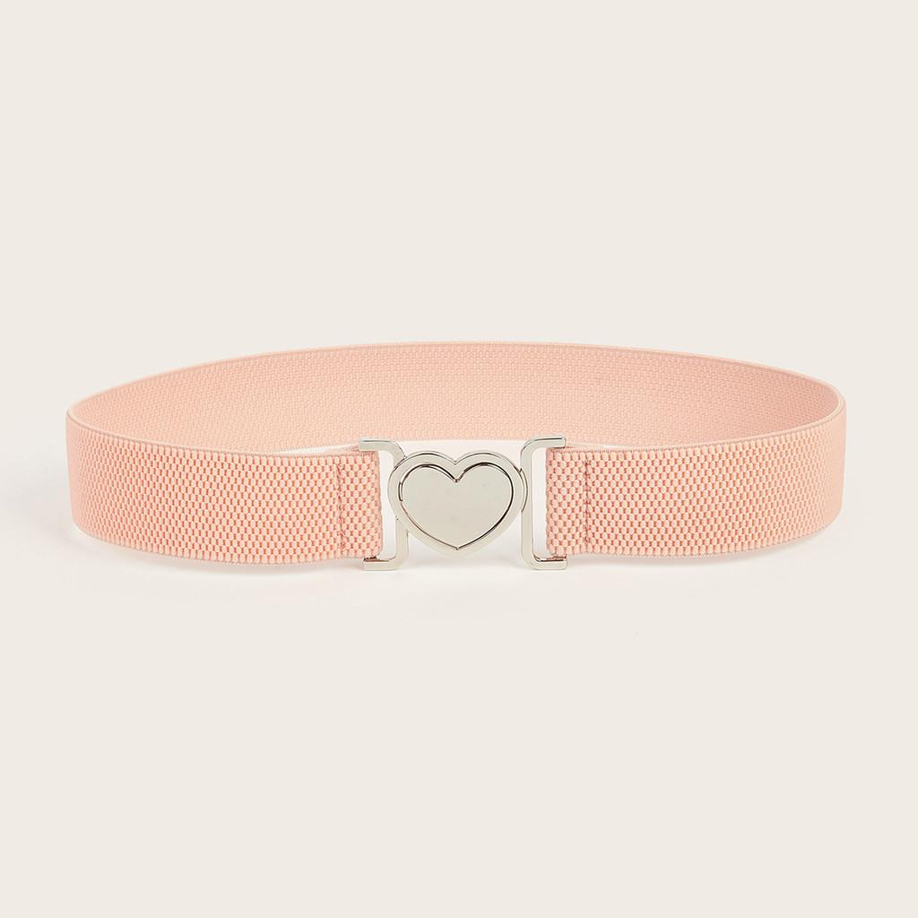 Minimally Heartshaped Designed Buckle Women Casual Elastic Waistband Daily For