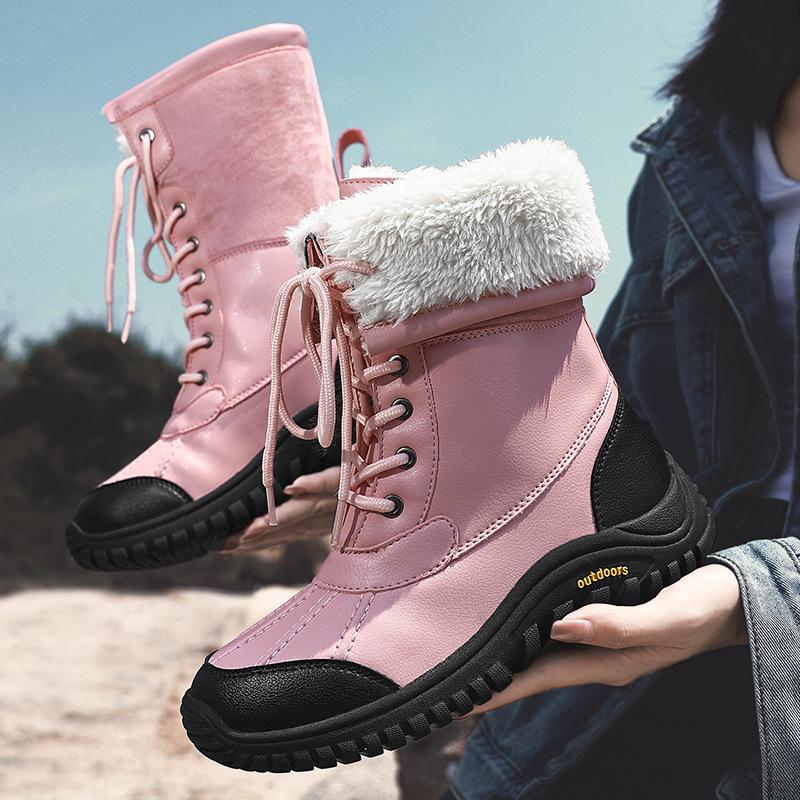 Winter Martin Boots Women's Northeast Outdoor Snow Boots High Boots Cotton Shoes Velvet Leather Surface Non-slip Warm