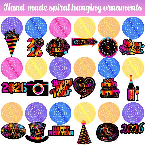 2026 Happy New Year Hanging Swirls New Years Party Decorations New Years Eve Ceiling Swirls Happy New Year Hanging Streames for Colorful New Year