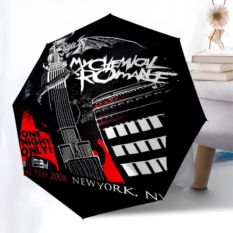 1pc MY CHEMICAL ROMANCE NEW YORK Automatic Open, Windproof, Compact Travel Umbrella, Gift for Birthday, Christmas, Business 93089