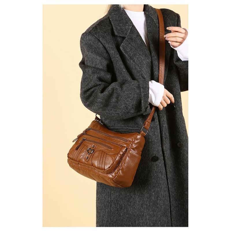 Ladies' Soft Leather Large Capacity Crossbody Shoulder Bag