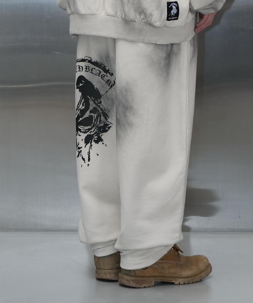 Pichibeullaeg Dirty White Printing Sweat Pants (White)