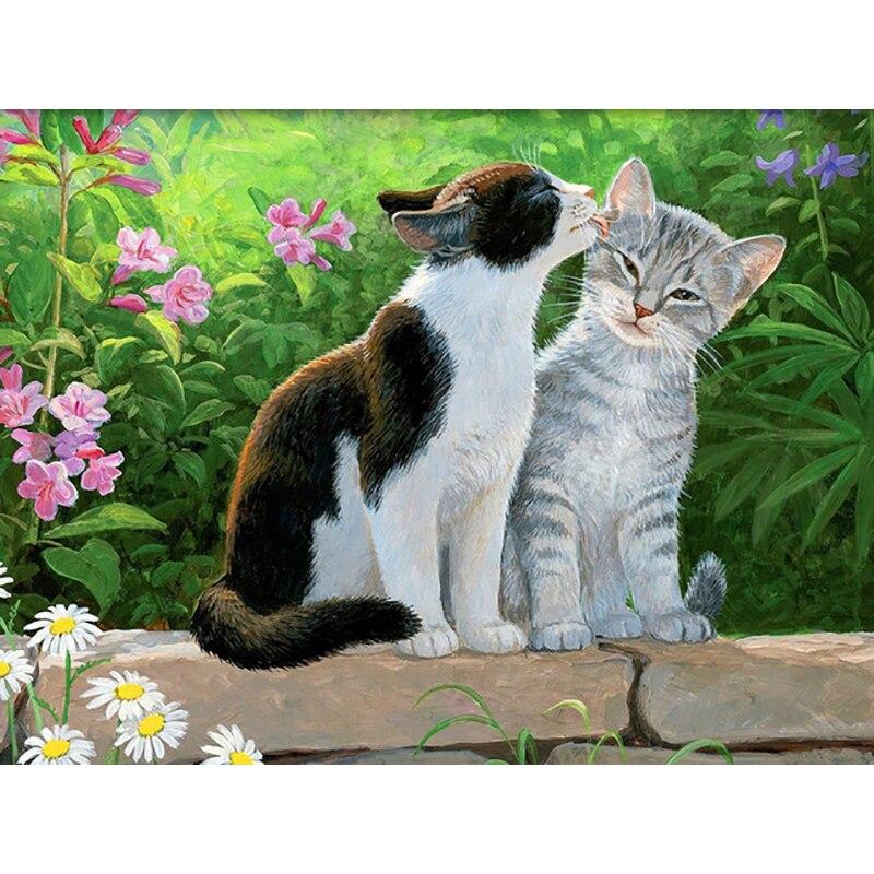 5D DIY Diamond Painting Cute Cat Diamond Embroidery Animals Cross Stitch Full Square Round Drill Crafts Manual Home Decor Gift