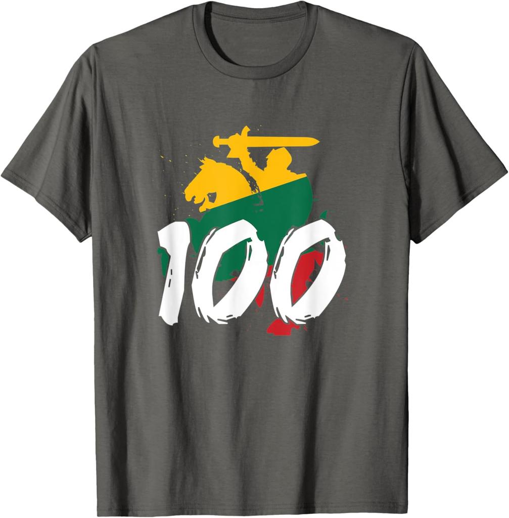 Vytis Lituania 100 Mapa Tricolor Camiseta Gráfica para Hombre Camiseta Casual de Manga Corta