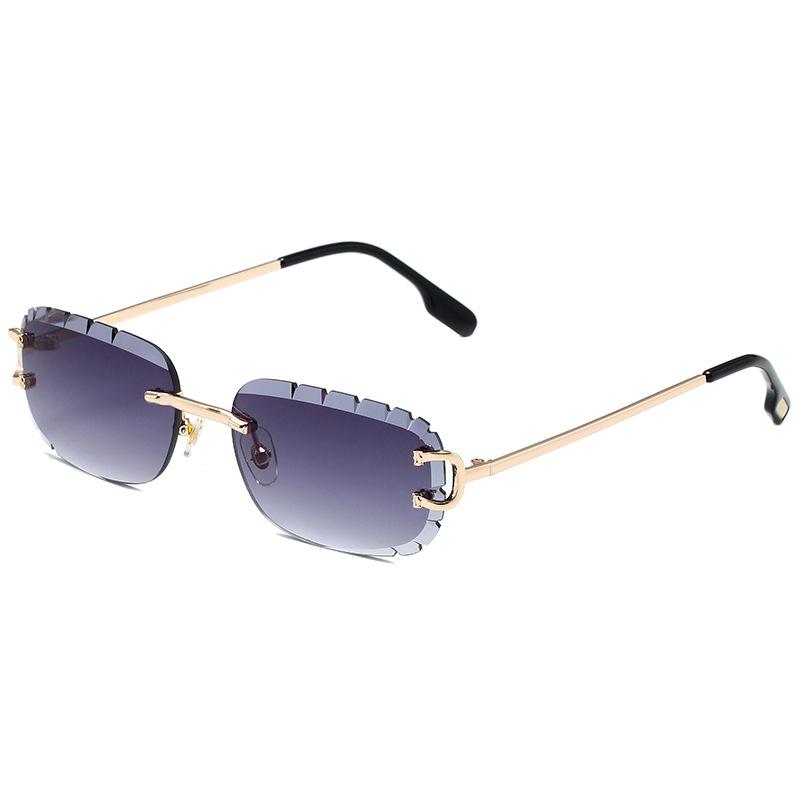 

5223 Faceted Rimless Sunglasses for Men & Women - Stylish Oval Shape with Angled Edge Details, Lightweight Fashion Frame 512374 as shown