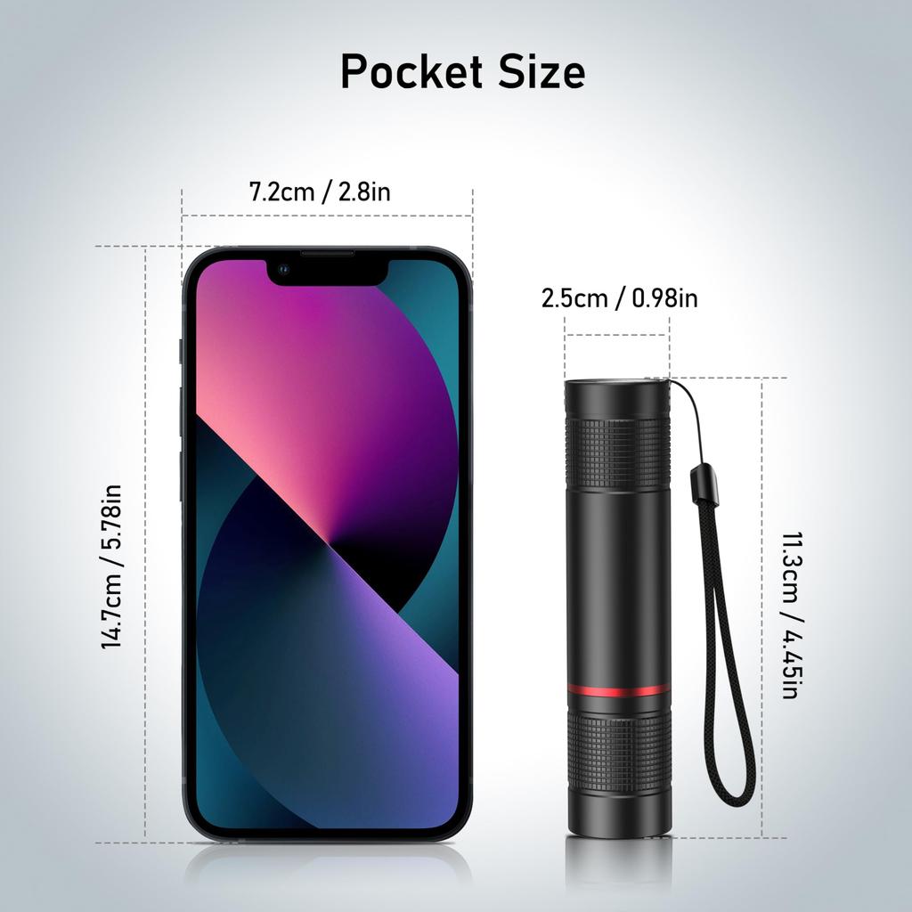 Blukar Rechargeable High Lumen Super Bright Mini LED Flashlight Adjustable for and Home Emergencies Flashlight, Flashlight, - Zoomable, Brightness,