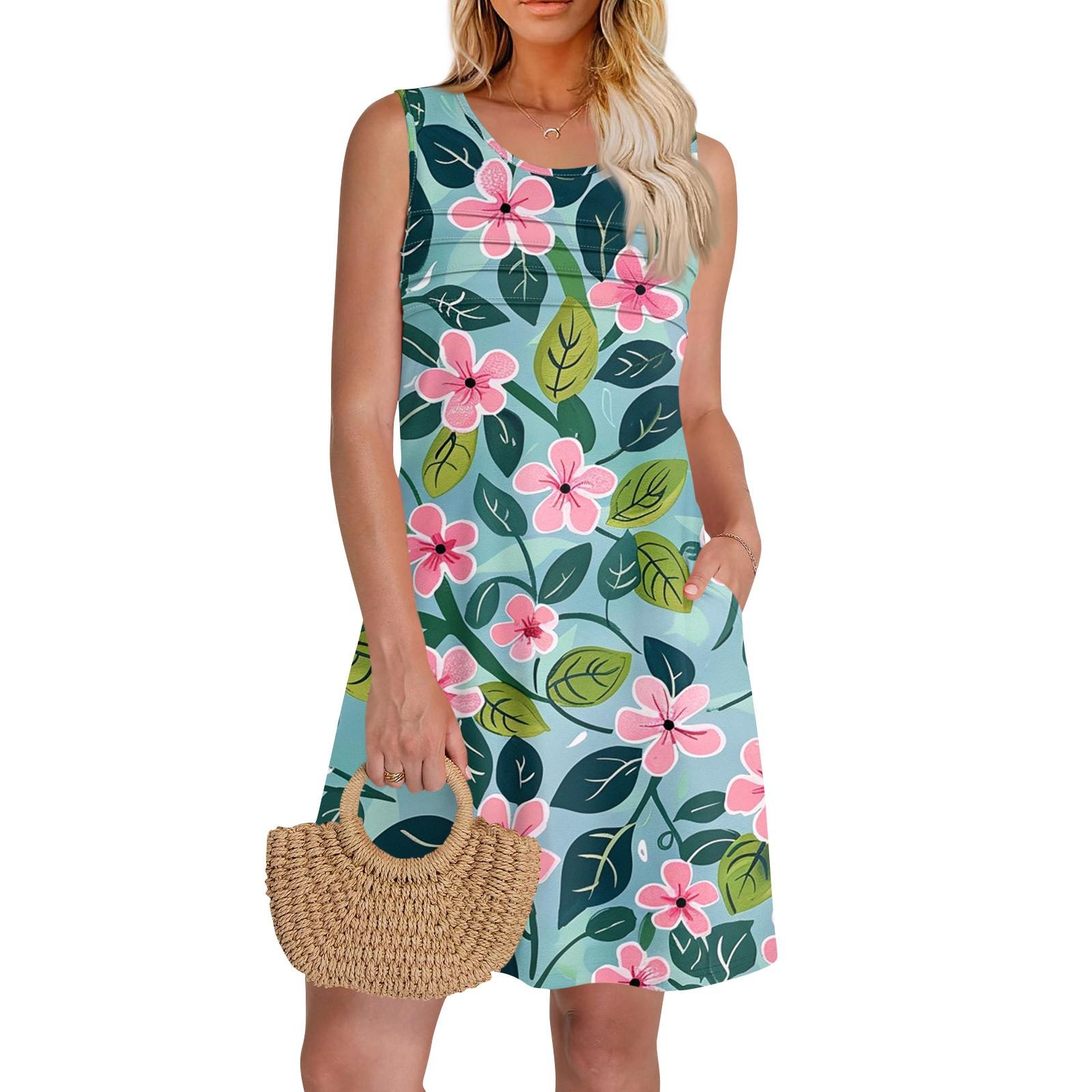 

Женский повседневный сарафан с карманами, летнее пляжное платье в стиле бохо, праздничные платья для женщин, платья-майки XXL