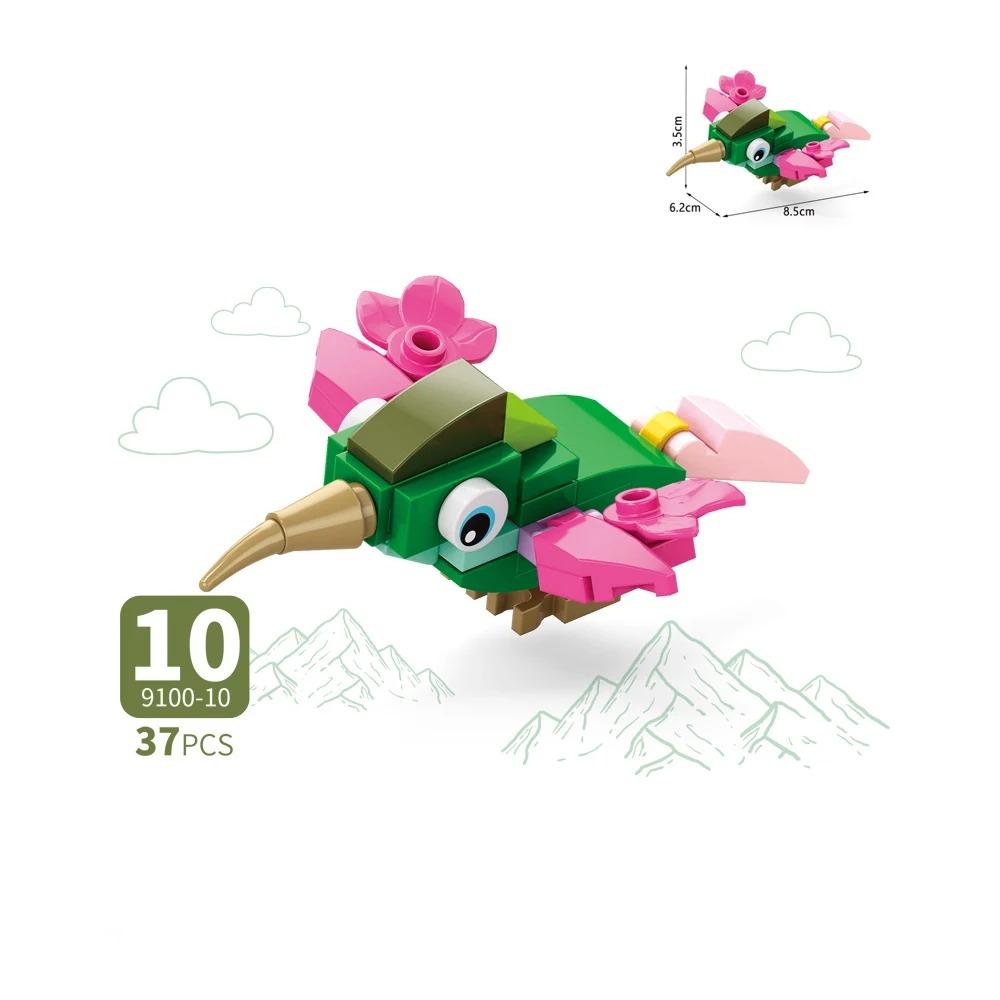 MOC Animal Building Block Accessories Set Crow Parrot Peacock Eagle Flamingo Transport Horse Ox Cart Gift Brick Model Toy K001
