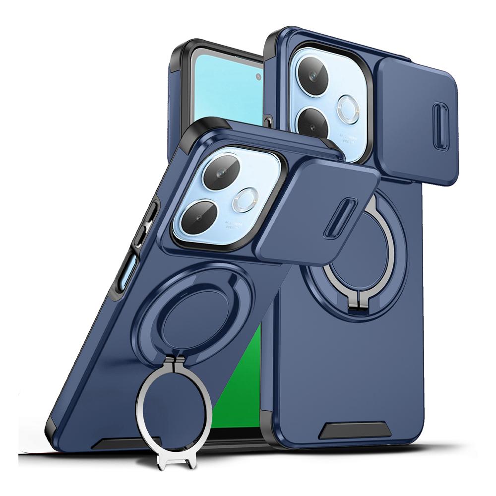 KEYSION 360° Rotating Ring Stand Phone Case for OPPO A5 Pro 5G Slide Camera Protection Magnetic Shockproof Cover for OPPO A5 Pro