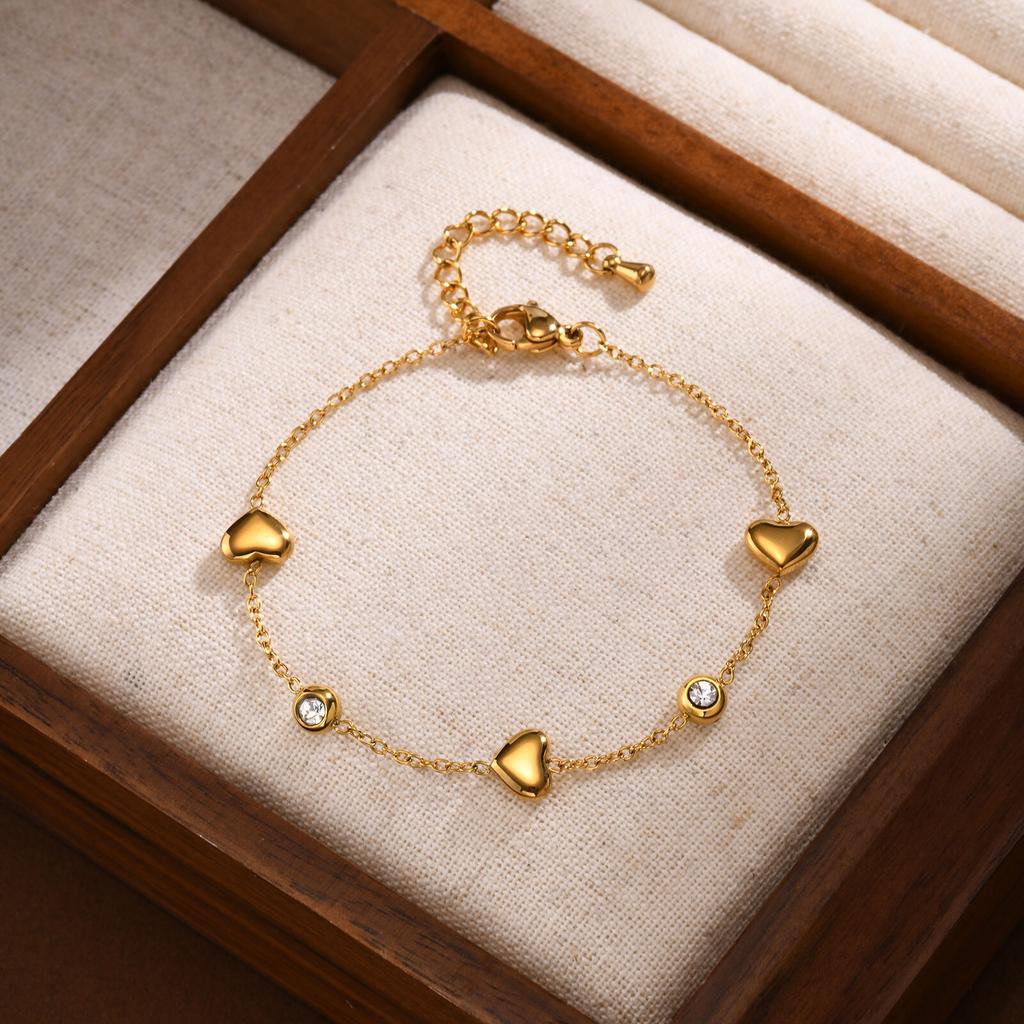 Pearl With Zirconia Beaded Bracelets for Women, Link Chain Bracelet,18k Gold Plated Stack Adjustable Jewelry
