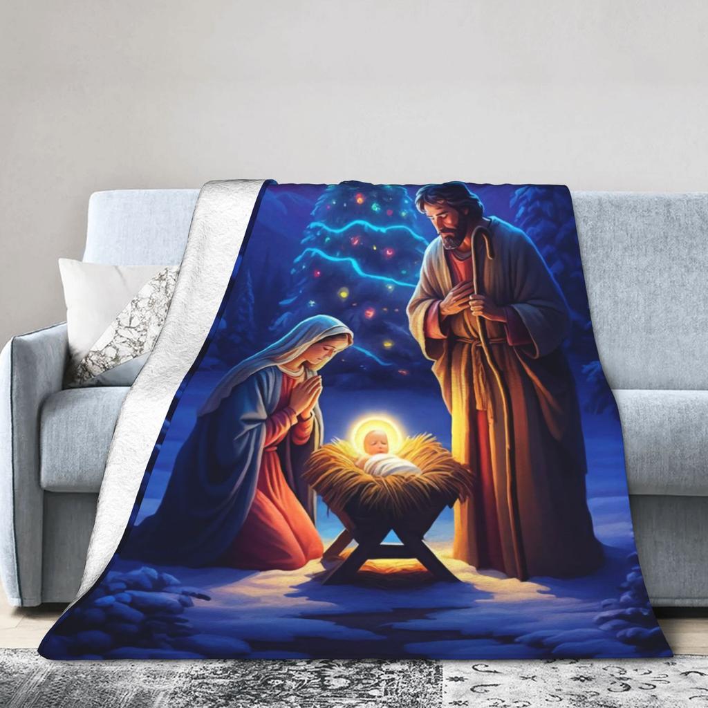 Christmas Story Jesus Is Born Blankets Quality Super Soft  Bedding Throws Winter Girls Boys Couch Chair Fluffy Bedspread