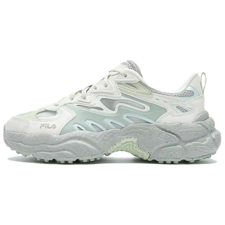FILA Fern Fashion Versatile Wear Resistant Height Increasing Low Top Dad Shoes Women Sneakers White Green F12W421106FSS
