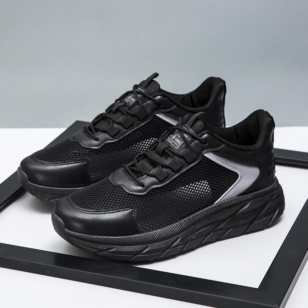

New summer men s shoes hollow mesh fashionable versatile men s height-increasing casual shoes light and comfortable sports running shoes 45 черный серый