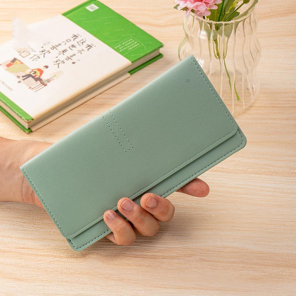 Minimalist PU Leather Leather Women Wallets Solid Color Large Capacity Women Thin Wallets Mini Wallet Women