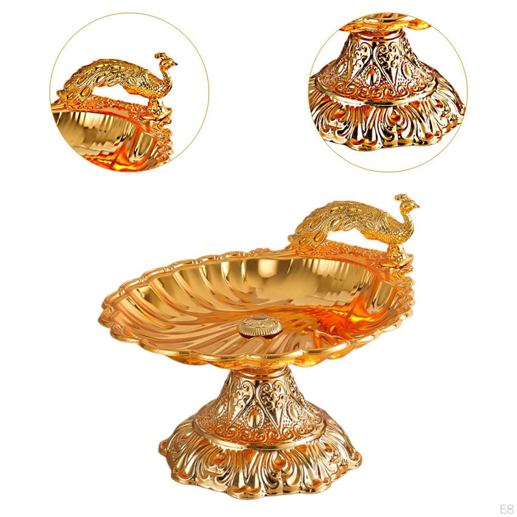 Decorative Pedestal Fruit Plate Bowl Footed Metal for Kitchen Restaurant