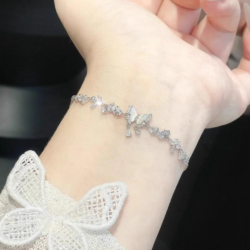 2025 Exquisite Butterfly Sterling Silver Bracelet for Women - Luxurious Qixi Gift