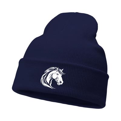 White Horse Print Winter Hats Unisex Warm Knitted Cap Beanie Hat For Woman Cuff Trendy Knit Hat Beanie Perfect For Urban Style
