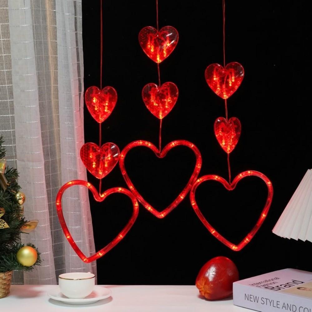Heart Shaped Window Led Light Battery Powered with Timer Hanging Led Lamp Plastic Love Sucker Lamp