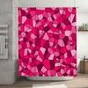 Bright Pink Geometric Shower Curtain 3D Mosaic Waterproof Bath Decoration