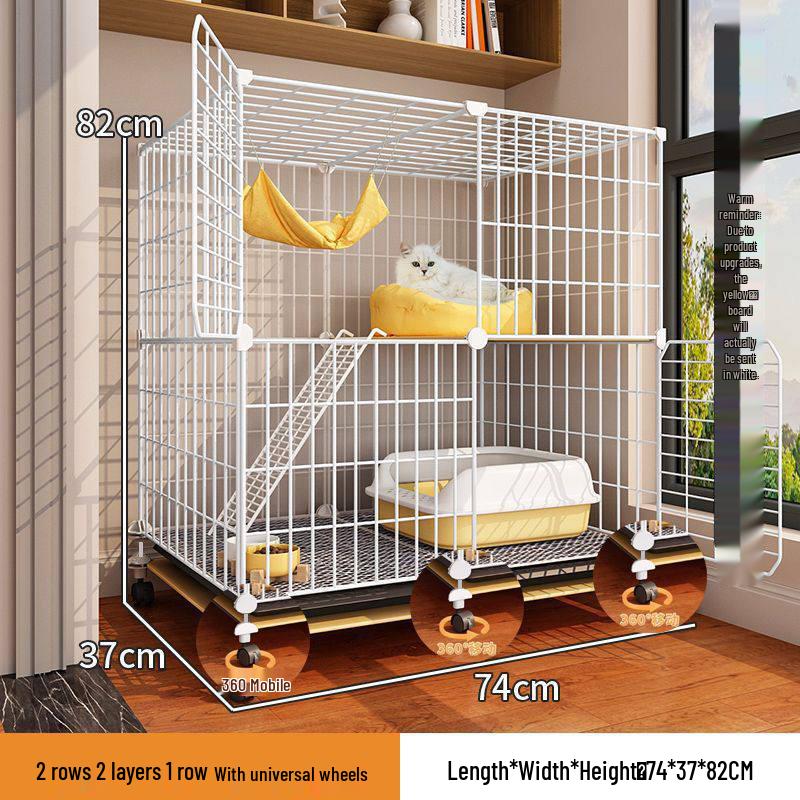 Indoor Cat Villa: Spacious Cage with Integrated Toilet and Bed