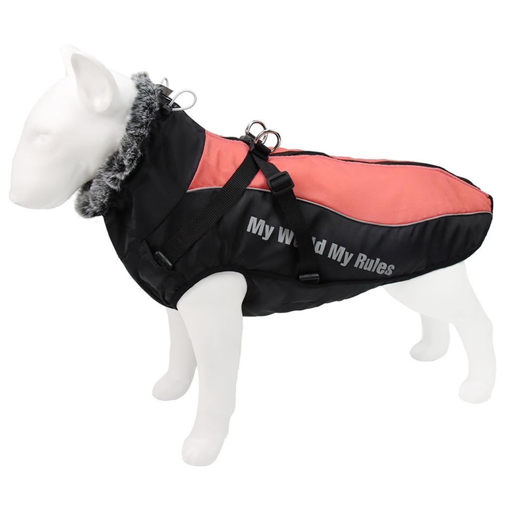 Reflective Dog Vest For Walking At Night Waterproof Dog Coat Winter Dog Clothes Jacket Pet Dog Coat With Harness