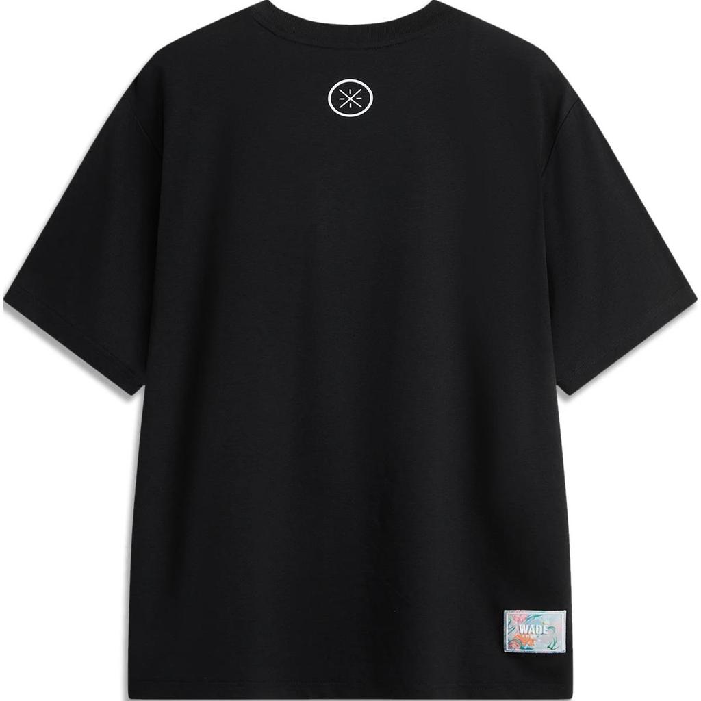 Li-Ning Wade Series Printed Letter Crew Neck Comfortable Breathable Short Sleeve T-Shirt Men Tops Black AHSUB23-4