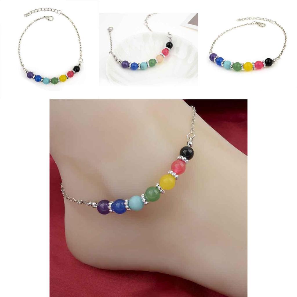 Premium Quality Fashion Stone Beach Boho Ankle Barefoots Bead Foot Bracelet Amethyst Chain