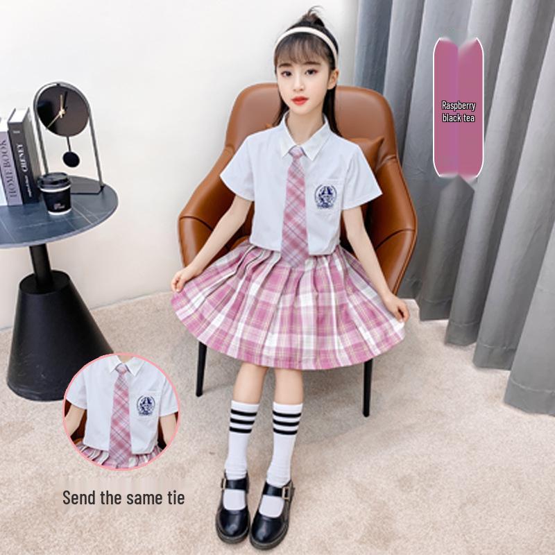 Disfraz de Coro Infantil: Camisa de Manga Corta y Falda de Cuadros de Junio de 2025 para Recital de Poesía y Vestimenta Escénica de Jardín de Infancia