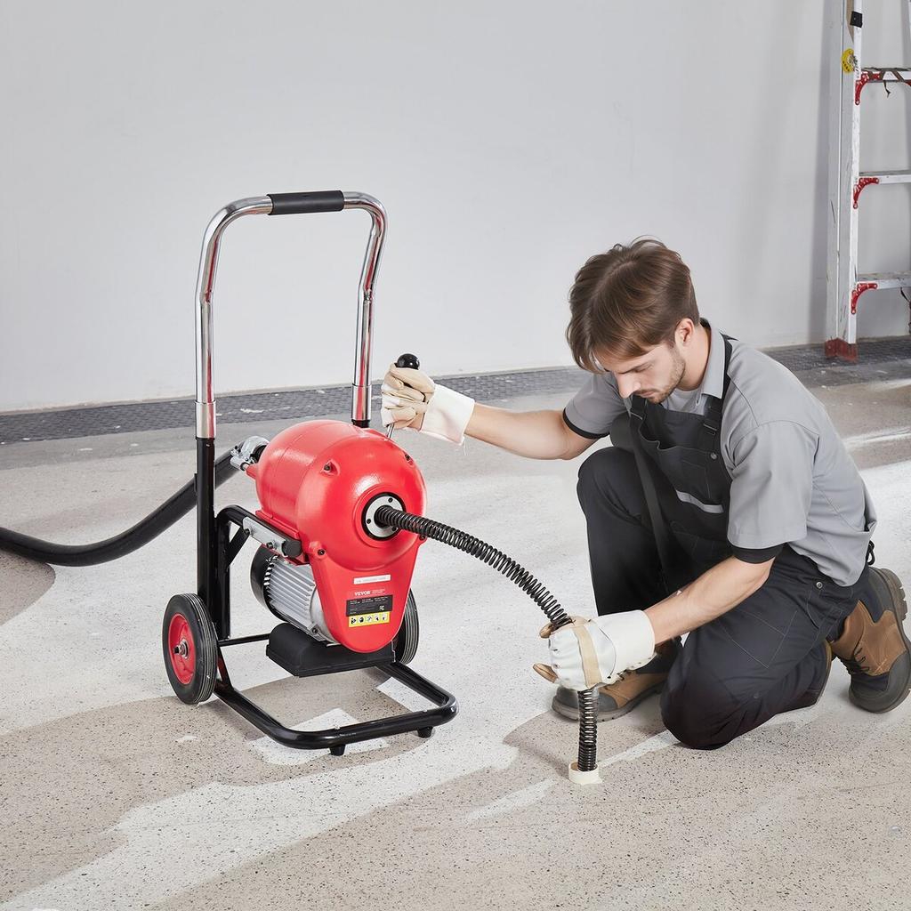 Drain Cleaner Machine 120FT x 6/5" 1100W Sectional Snake Auger Manual Feed